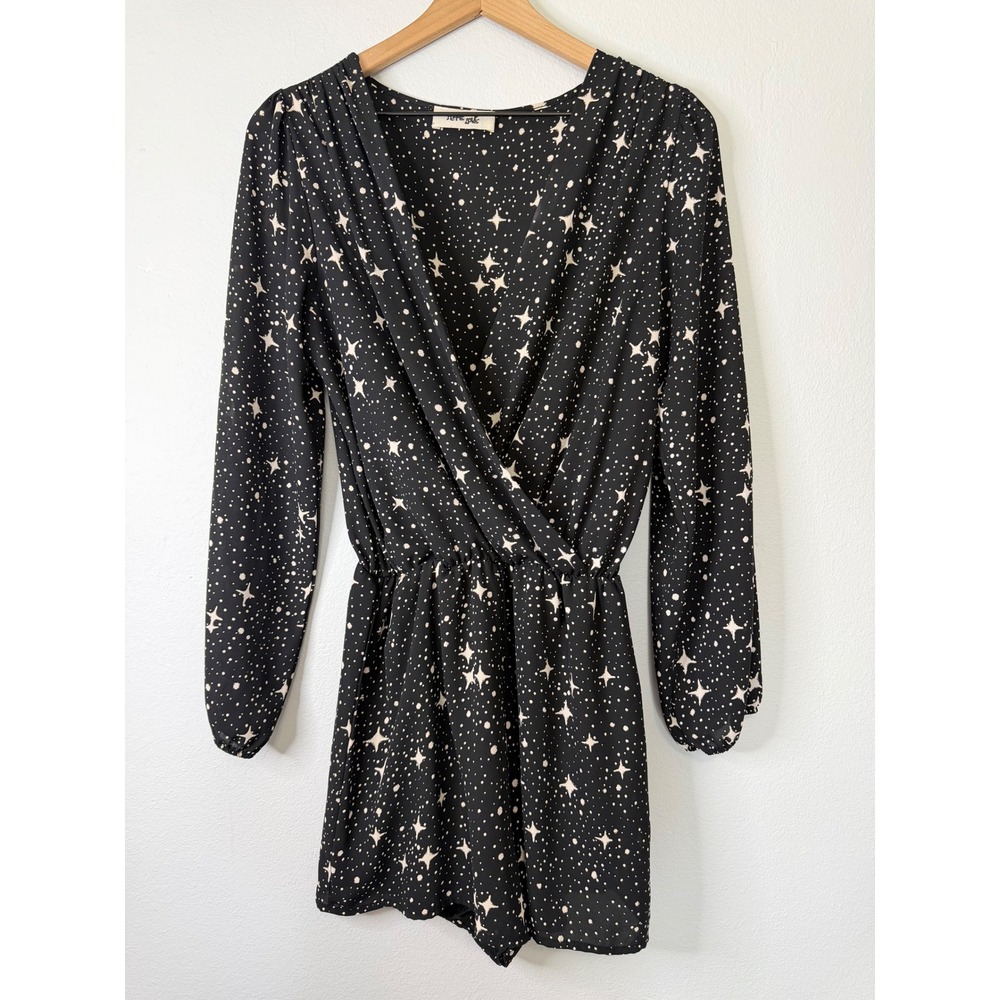 Hippie Love - Black and White Star/Celestial Print Romper Size Medium Maximalist